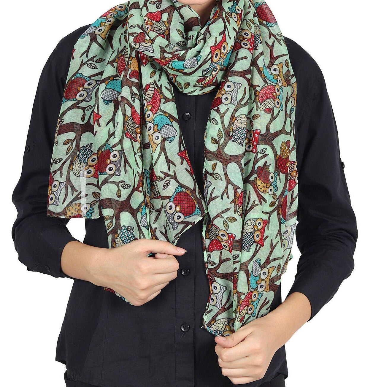 Lightweight Fashion Owl Print Scarf Patterns Women Ladies Girls Scarves Shawl Ideal Gift