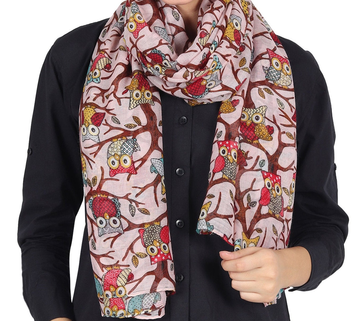 Lightweight Fashion Owl Print Scarf Patterns Women Ladies Girls Scarves Shawl Ideal Gift