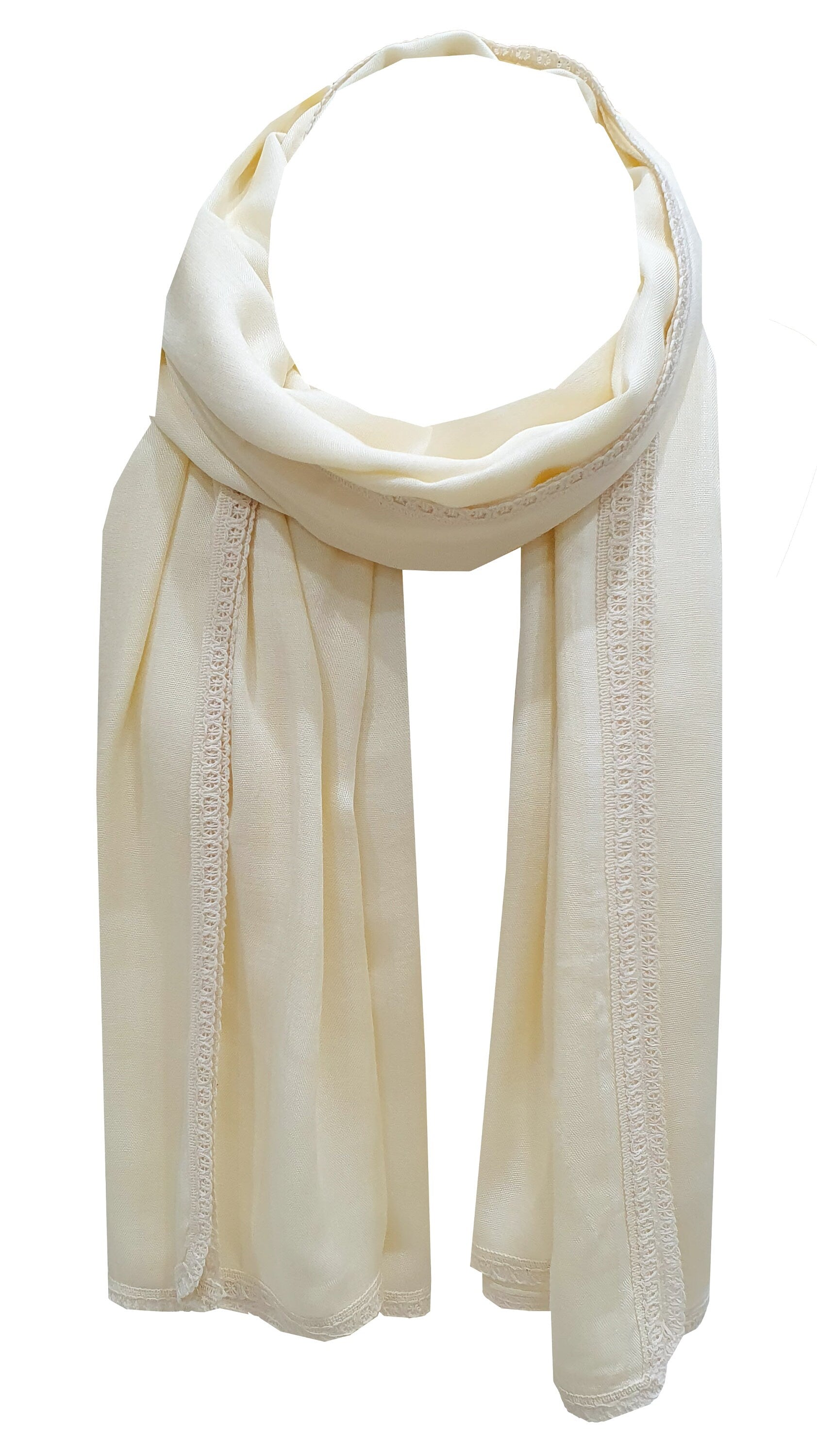 Extra Large Plain with Delicate Crochet Lace Border Scarf Scarves Wrap Shawl Warm Soft