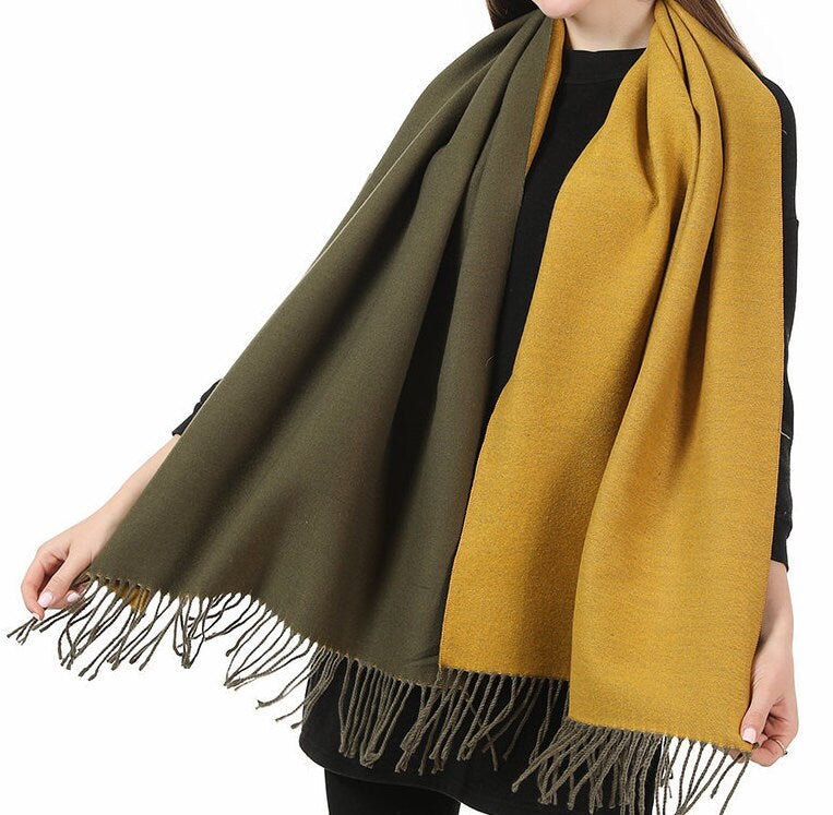 Cashmere Feel Winter Scarf Pashmina Shawl Wrap for Women Ladies Long Large Warm Thick Reversible Blanket Scarves