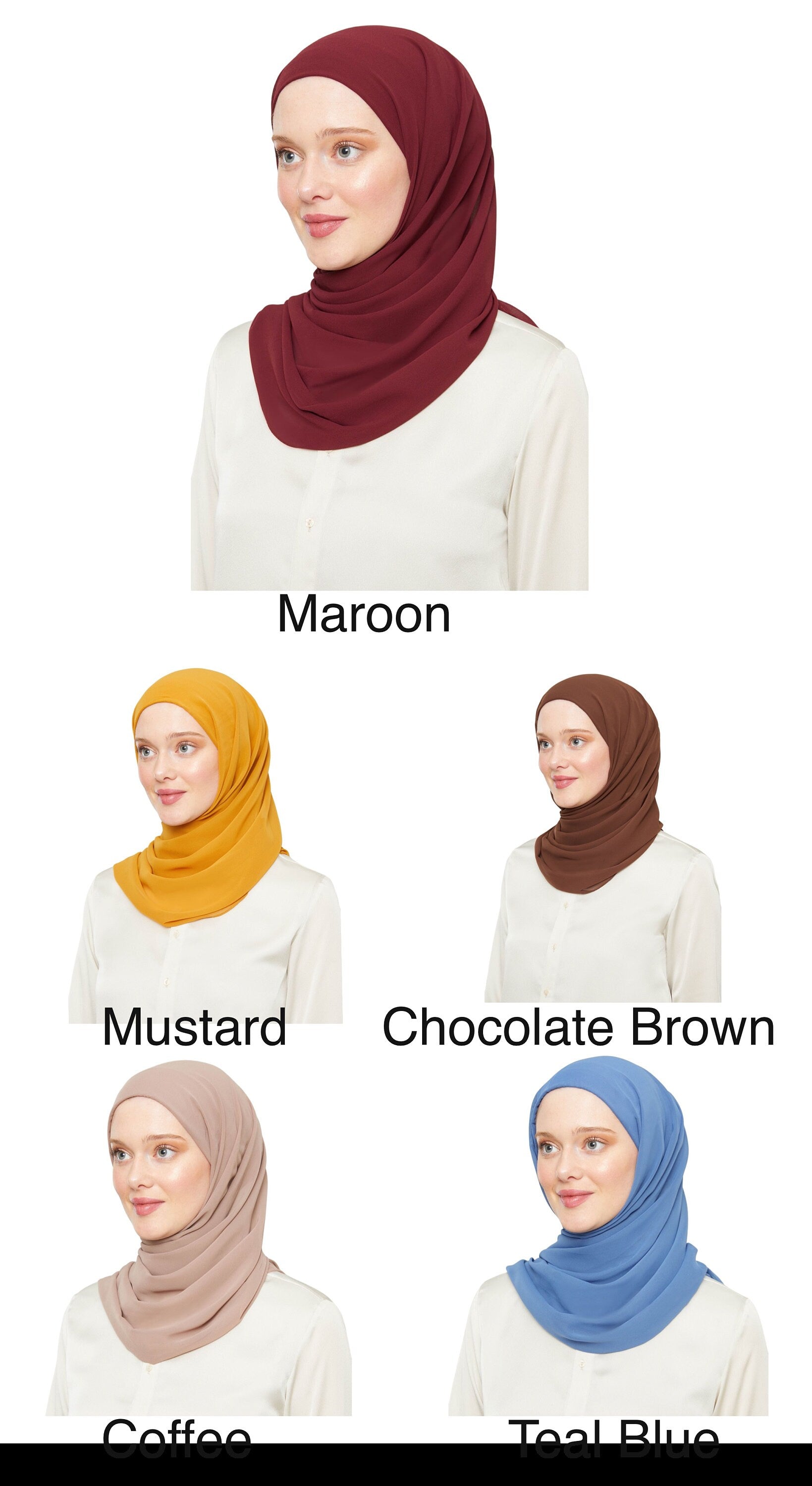 Premium Quality Chiffon Scarf Ready To Go Instant Hijab for Ladies Girls Women