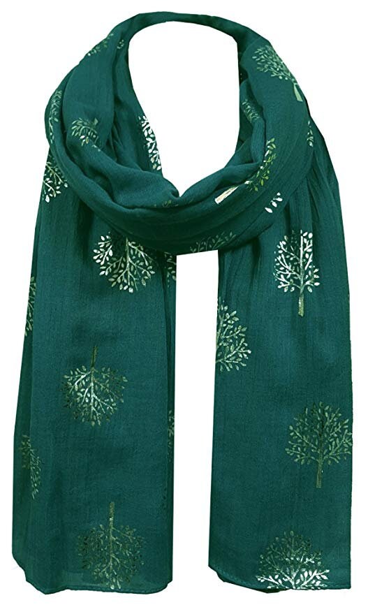 Classy Silver Metallic Foil Print Mulberry Tree Scarf Ritzy Scarves Wrap Shawl Ideal Gift