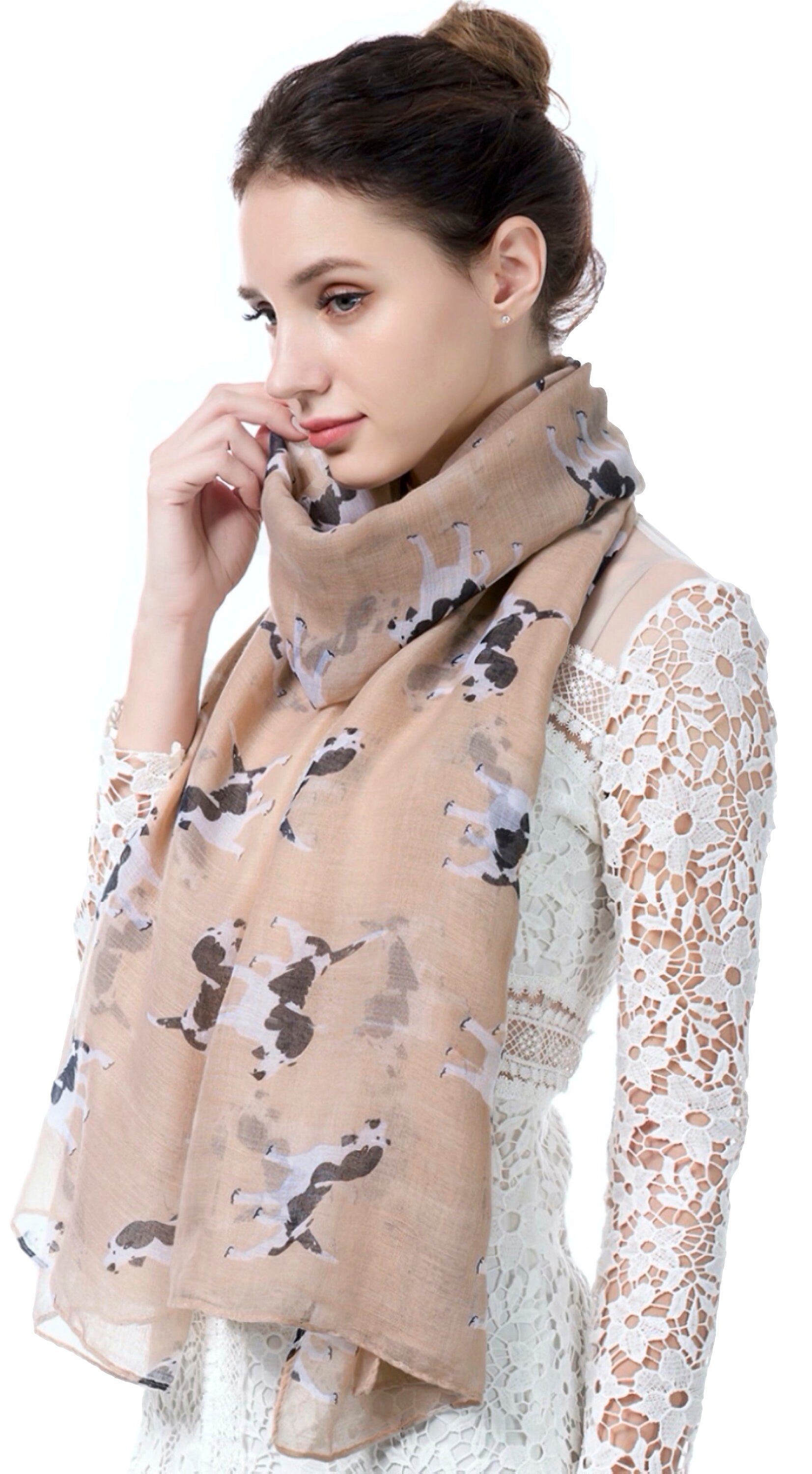 Ladies Spaniel Dog Puppy Print Large Shawl Wrap Scarf Pashmina Scarves