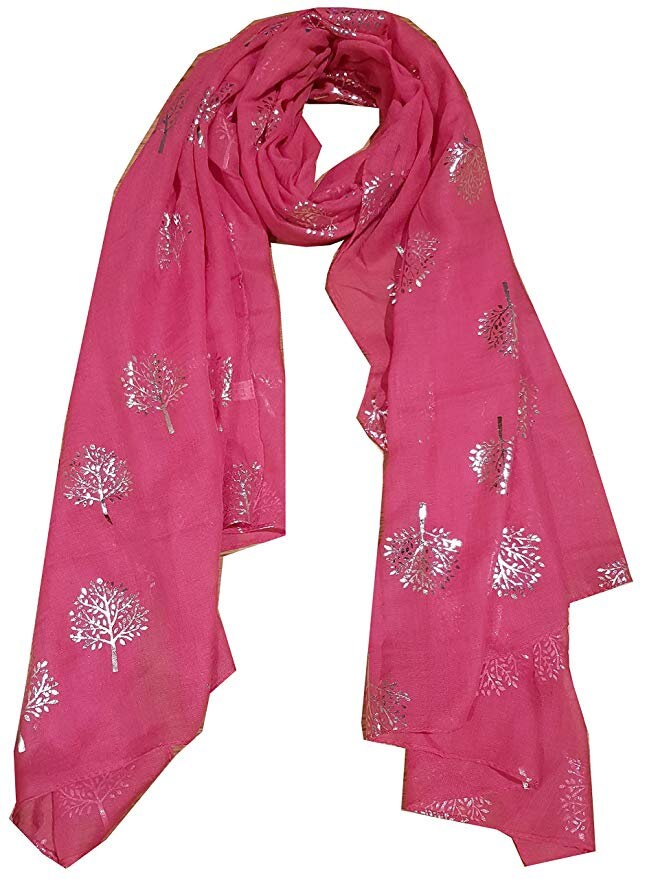 Classy Silver Metallic Foil Print Mulberry Tree Scarf Ritzy Scarves Wrap Shawl Ideal Gift