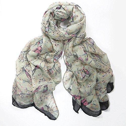 Beautiful Japanese Bird Print Scarf Wrap Lovely Unique Long Shawl