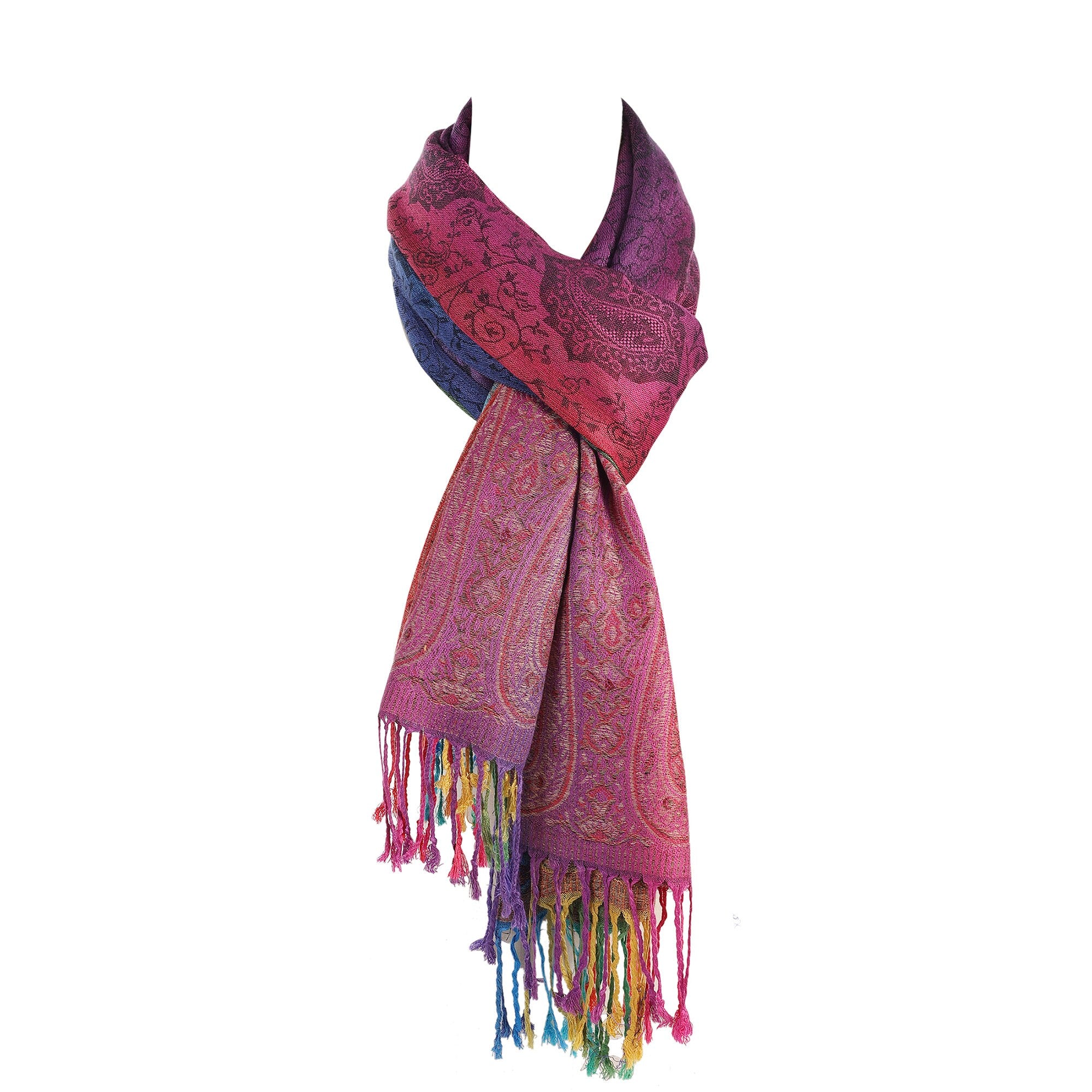 Reversible Luxury Women's New Multi color Rainbow  Flower Design Printed Pashmina Shawls and Wrap