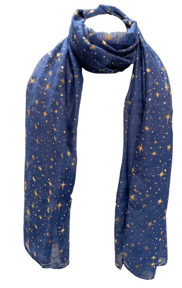 Elegant BLACK Sparkle Scarf with Metallic Foil Print Classy Ritzy Scarves Wrap Shawl Ideal Gift