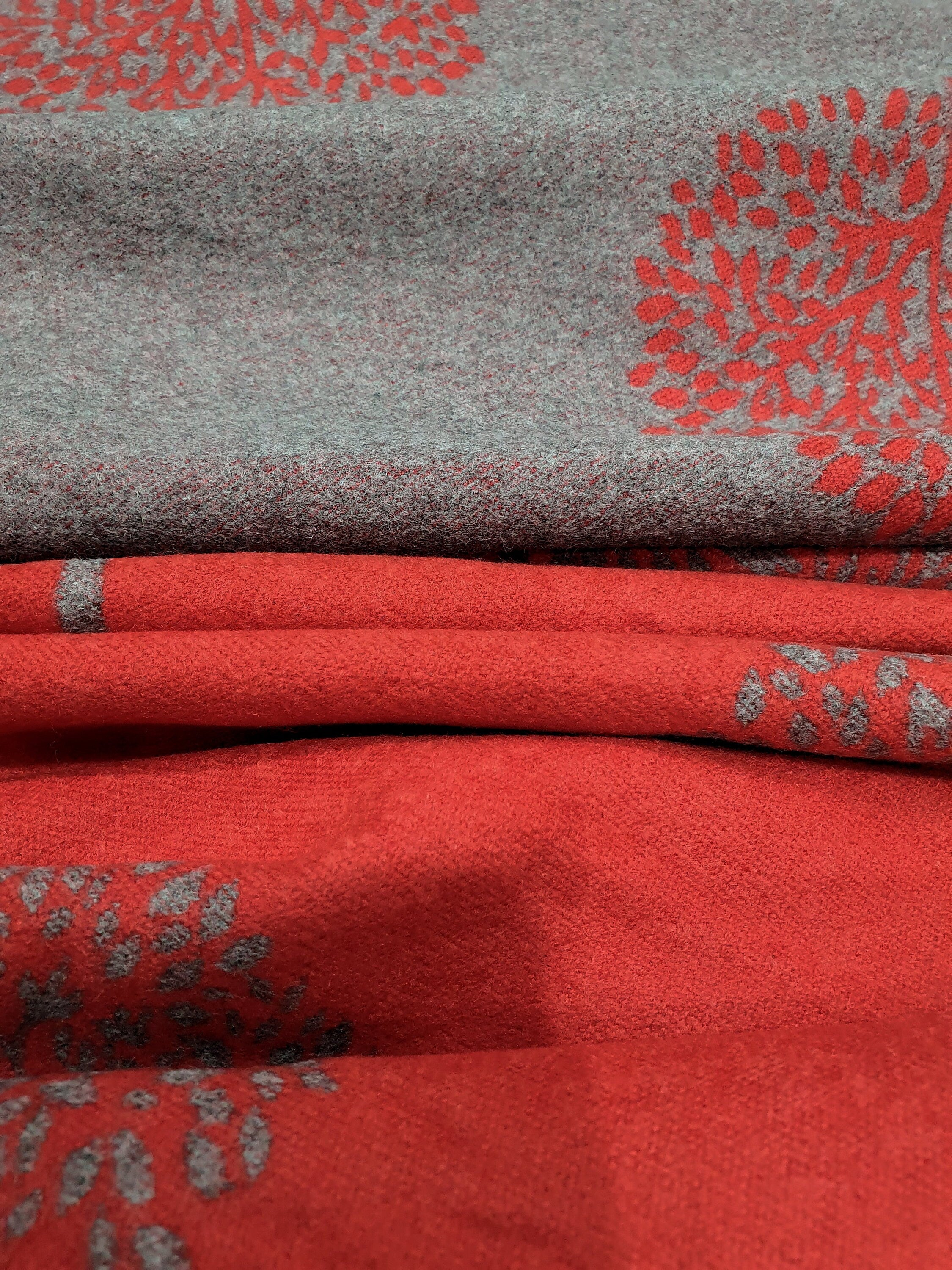 Thick Reversible Mulberry Design Winter Scarf Wrap Blanket Shawl Warm Soft Cosy - RED / SILVER