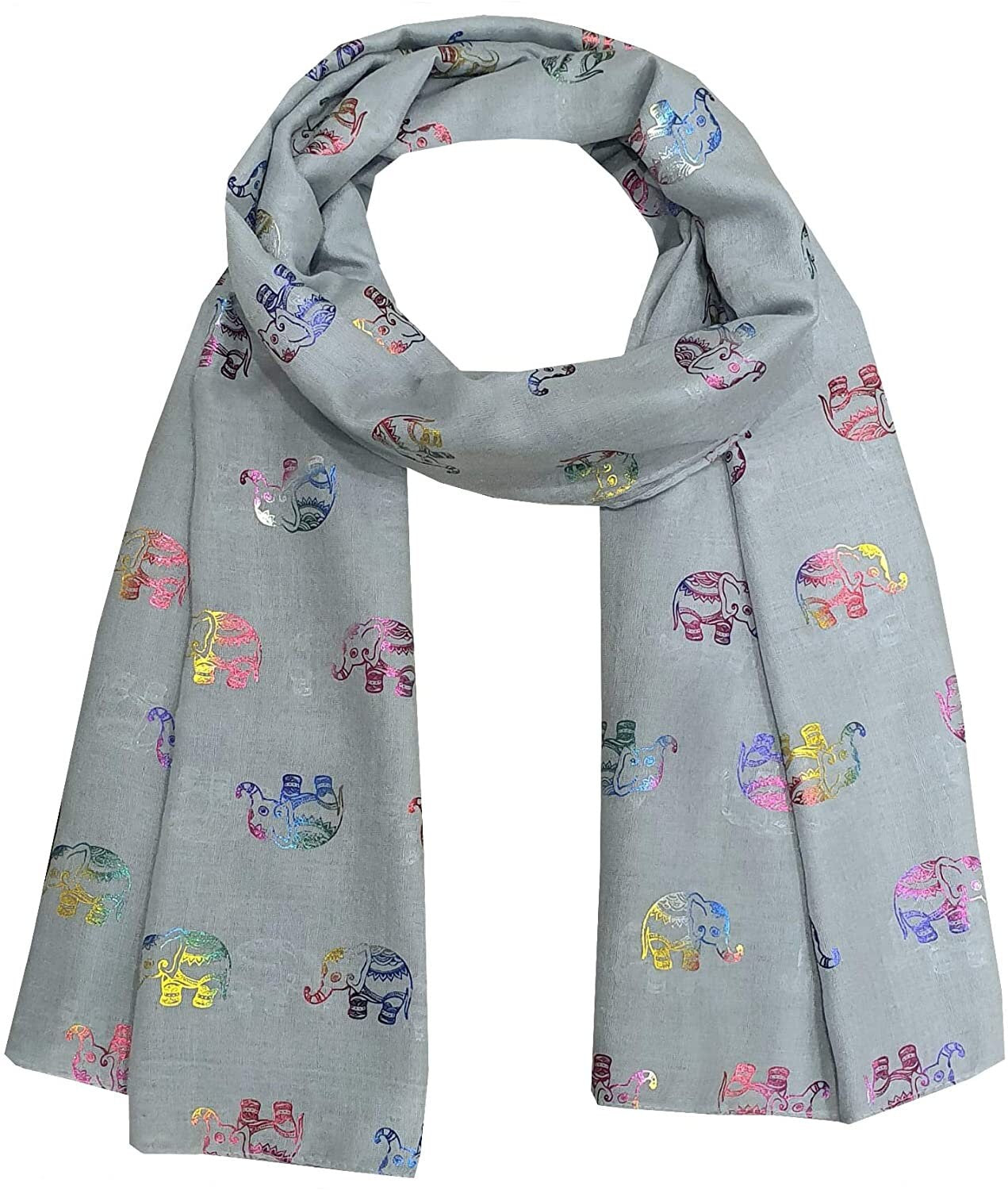 Metallic Rose Gold Beautiful Thai Elephant Print Women Scarf Shawl Scarves Wrap Beach Cover Gift