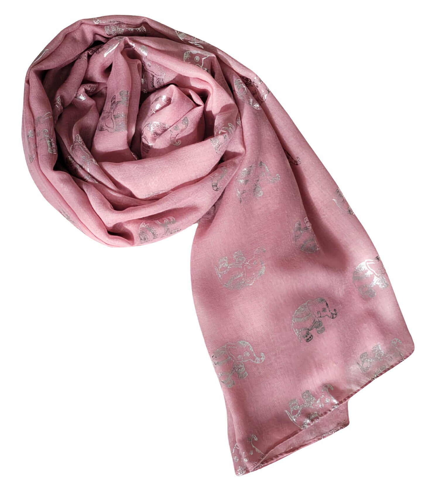 Metallic Rose Gold Beautiful Thai Elephant Print Women Scarf Shawl Scarves Wrap Beach Cover Gift