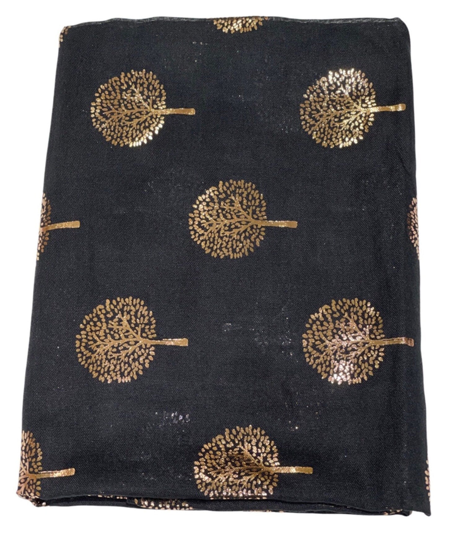 Elegant Mulberry Tree Scarf with Gold Metallic Foil Print Classy Ritzy Scarves Wrap Shawl Ideal Gift