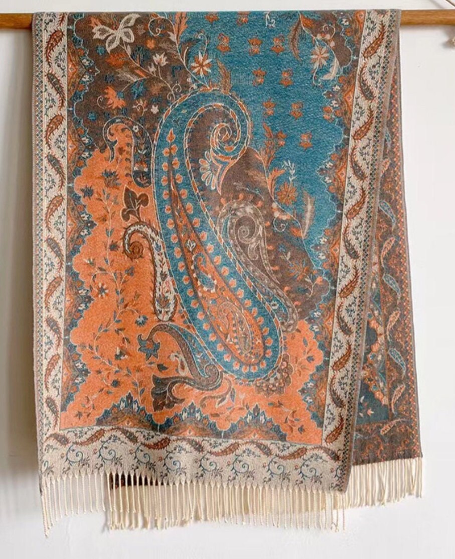 WINTER WARMER Reversible Paisley Thick Long  Print Fashion Scarf Blanket Wrap