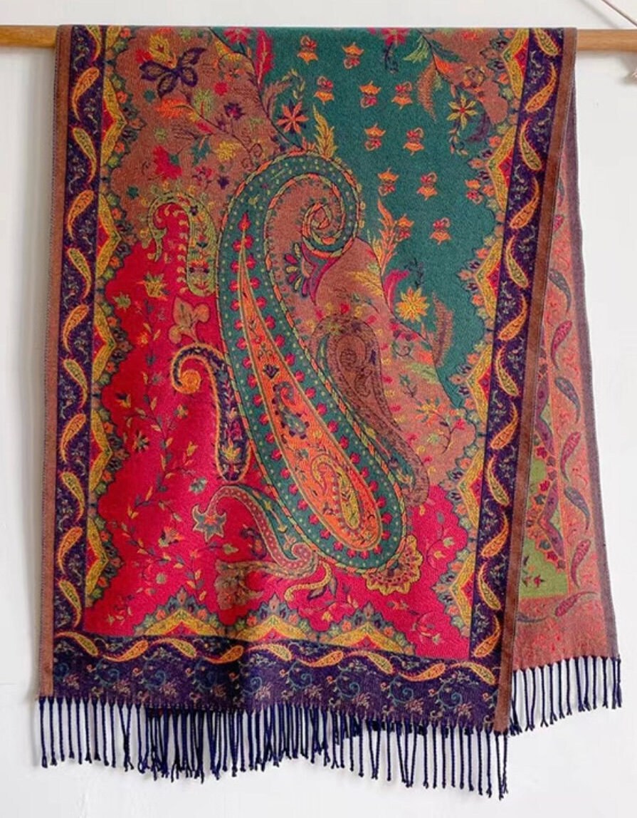WINTER WARMER Reversible Paisley Thick Long  Print Fashion Scarf Blanket Wrap
