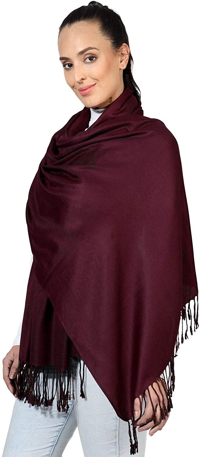 Pashmina Style All Seasons Handcrafted Wrap Shawl Stole Scarf Selection of Color Baby Pink, Pink, Dusky Pink, Lilac, White, burnt Orange
