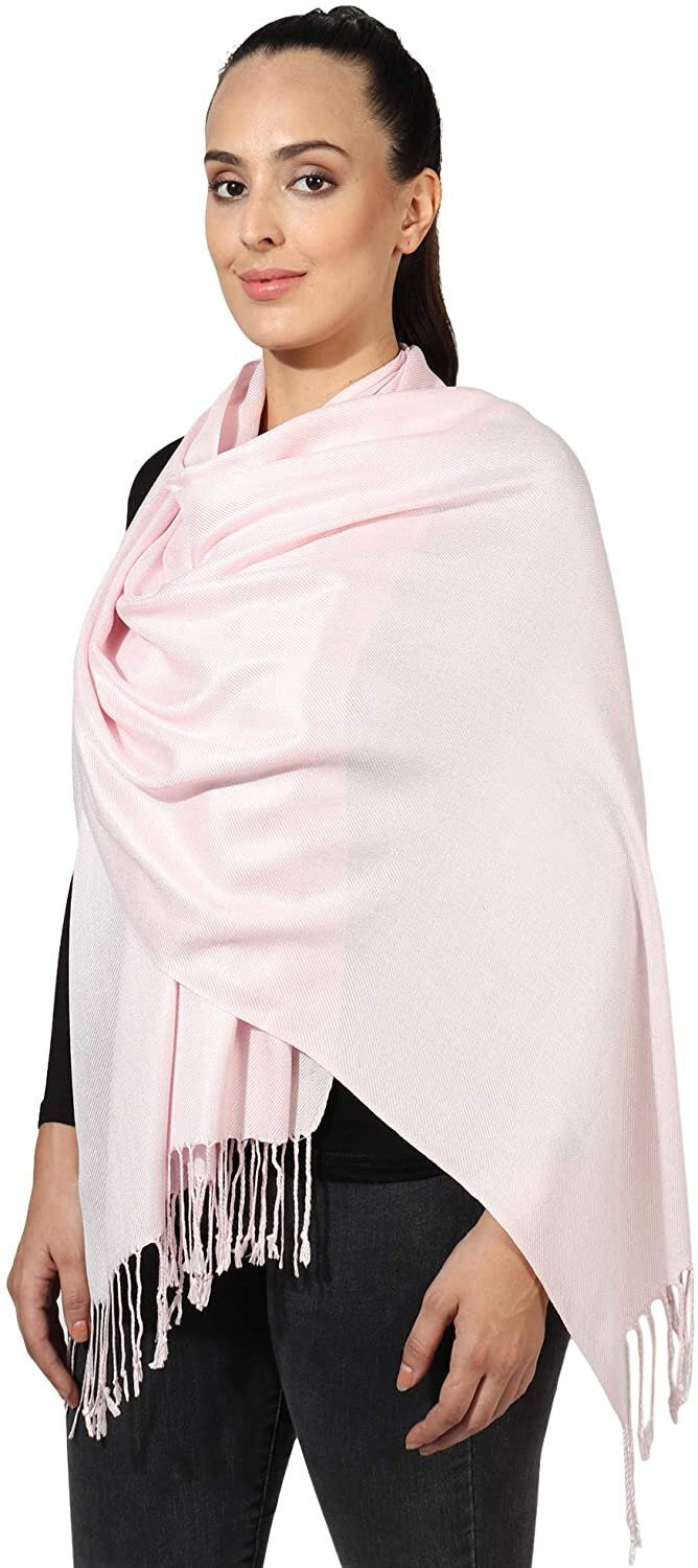Pashmina Style All Seasons Handcrafted Wrap Shawl Stole Scarf Selection of Color Baby Pink, Pink, Dusky Pink, Lilac, White, burnt Orange