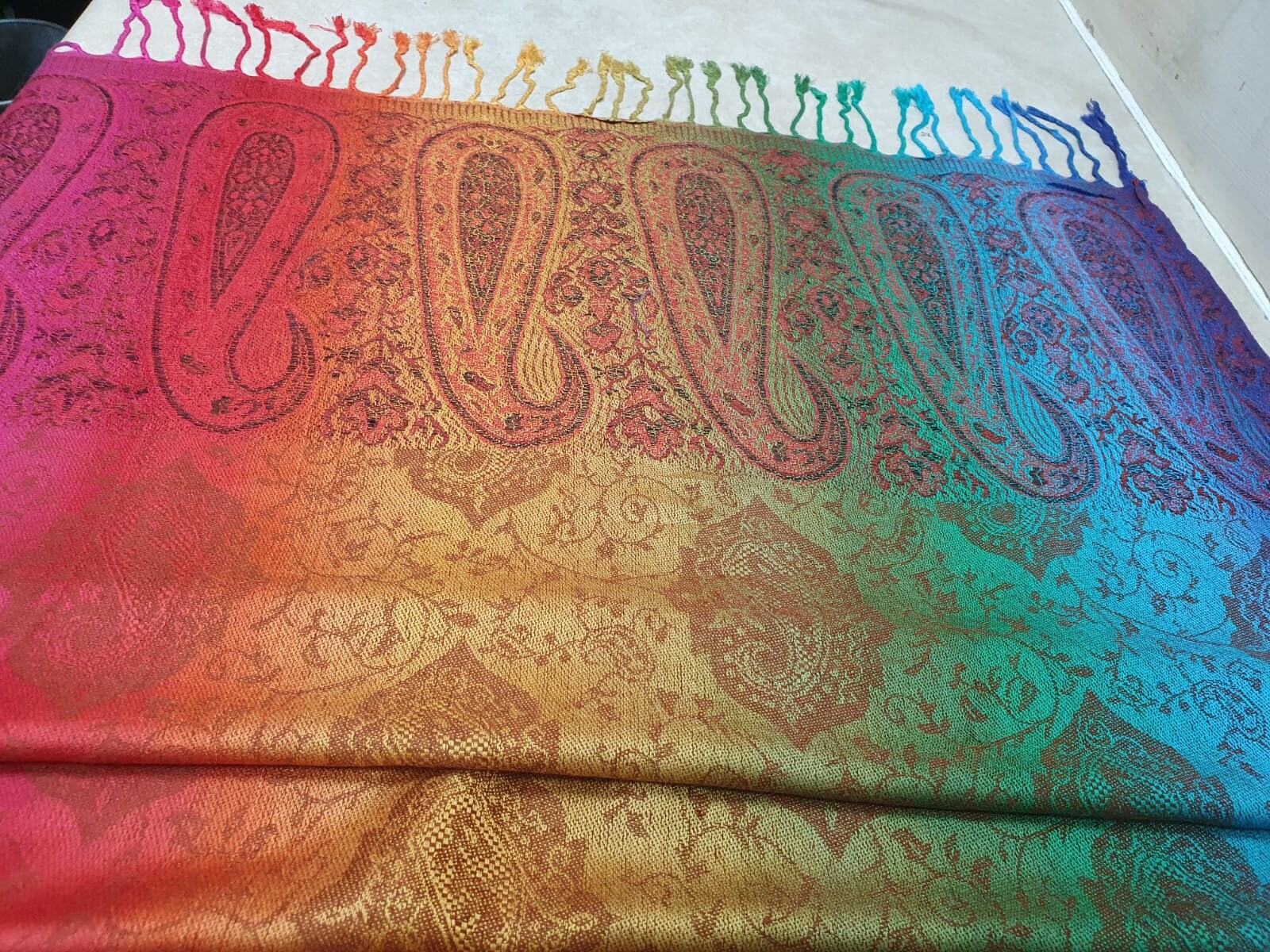 Reversible Multi-colour Pashmina Colourful Scarf Wrap Shawl - Stylish, Soft, and Vibrant Women's Fashion Accessory Flower colour Rust Brown