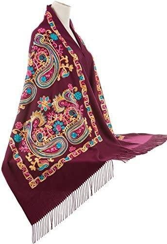 Beautiful Embroidered Pashmina Feel Wrap Scarf Scarves Stole Shawl Winter